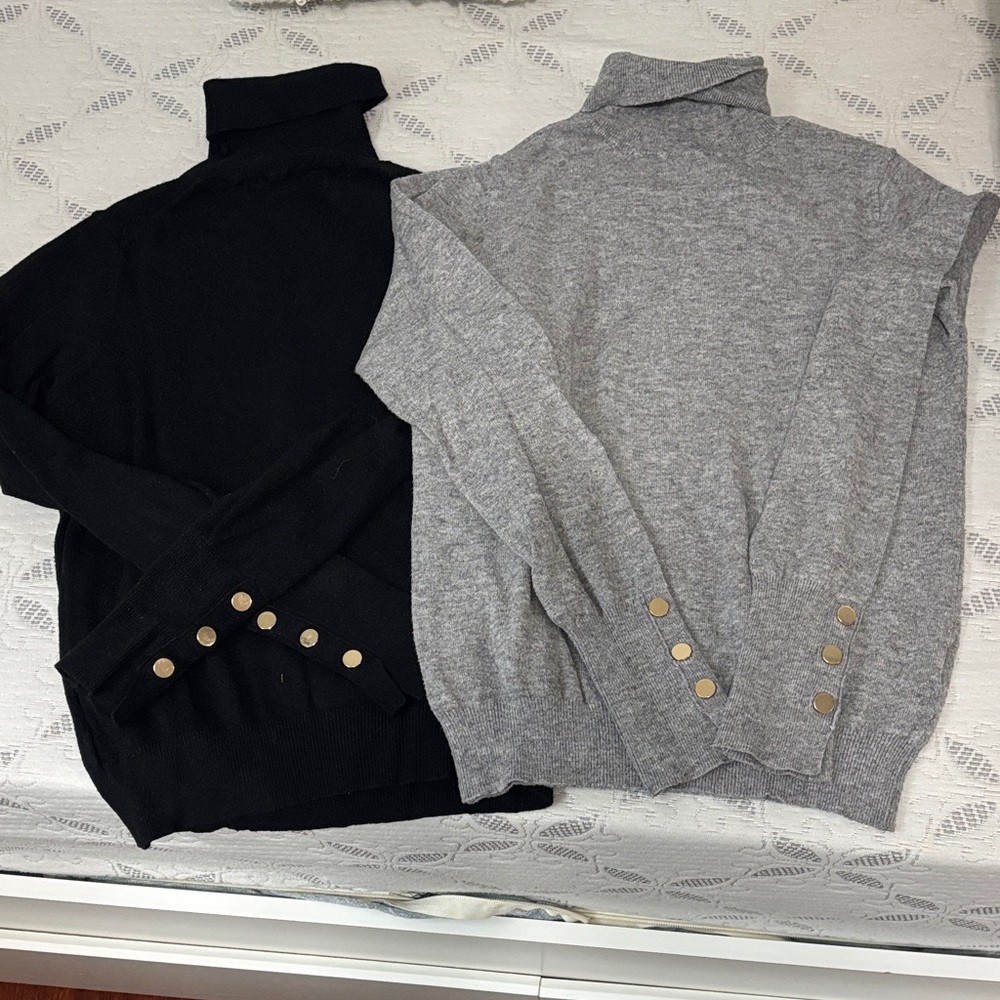 Love Tree Black and Gray Turtleneck Sweater Set